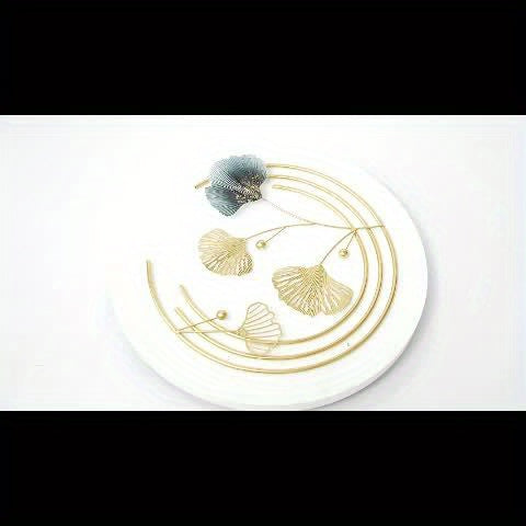 Ginkgo Biloba Wanddecoratie – Wandkunst – Muurdecoratie – Metaal Kunstwerk – Bladdecoratie – Gouden Kleur – Duurzaam Metaal – Groot en Klein Set