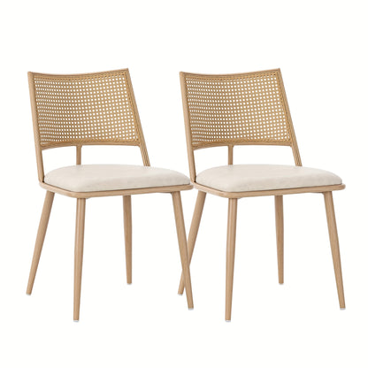 Eetkamerstoelen – Bistro Stoelen – Tafelsstoelen – Kamerstoelen – Design Stoelen – Set Van 2 – Handgeweven Rattan Rugleuning – Duurzame Comfortabele Zitting