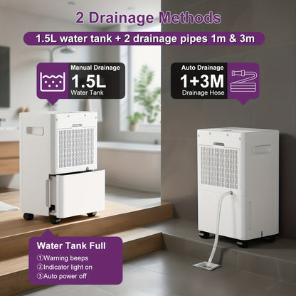 Luchtontvochtiger – Ontvochtiger – Droger – Vochtvreter – Klimaatregelaar – Wit – Droogfunctie Voor Kleding – Stil Geluid Max 40 dB