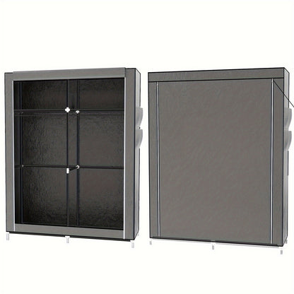 Opbergkast – Kledingkast – Garderobekast – Linnenkast – Opbergsysteem – 2-Deurs Non-Woven Kast – 12 Planken en Kledingroede – Ruimtebesparend Compact Ontwerp – Eenvoudig Zelf Te Monteren