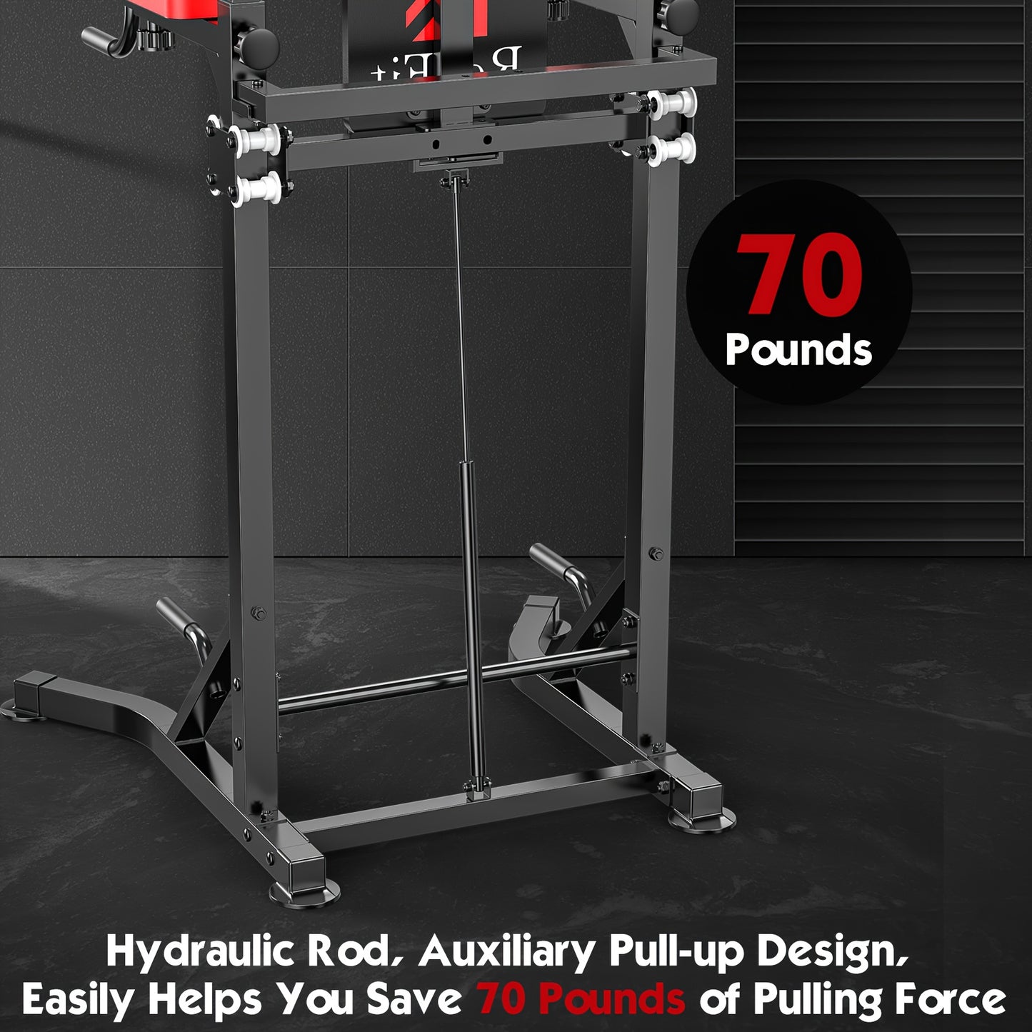 Adjustable Height Pull-up Bar with Backrest and Hydraulic System for Home Gym Strength Training Station - Suitable for Adults and Teenagers