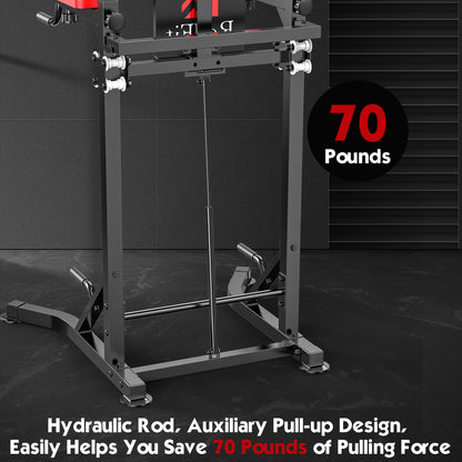 Adjustable Height Pull-up Bar with Backrest and Hydraulic System for Home Gym Strength Training Station - Suitable for Adults and Teenagers