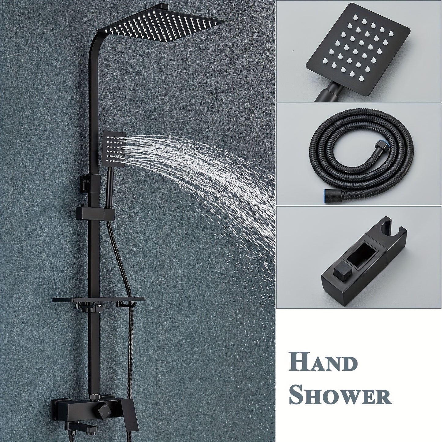 Antiek Messing Doucheset – Regendouche – Douchepaneel – Handdouche – Douchesysteem – Olie-Gewreven Afwerking – Verstelbare Hoogte 70-120 cm