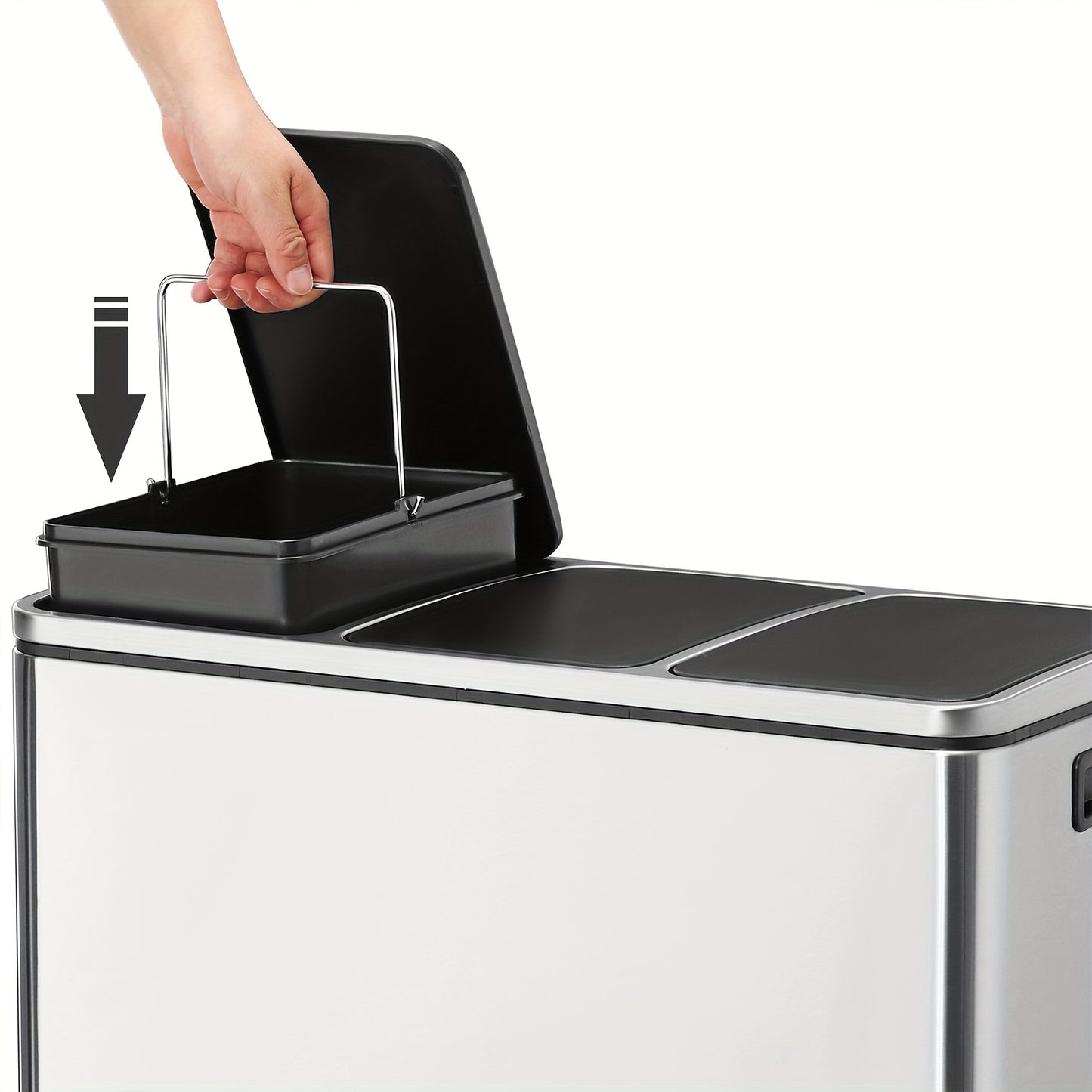 Keukenafvalbak – Prullenbak – Afvalemmer – Inzamelbak – Recyclingbak – 3 x 18L Compartimenten – Soft-Close Deksel en Stalen Frame