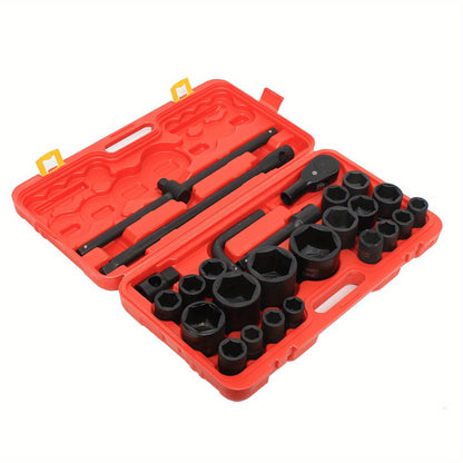 Impact Steeksleutelset – Dopsleutelset – Ratelsleutelset – Momentsleutel – Auto Steeksleutel – 26-delig 3/4" & 1" Aandrijving – Hittebehandeld Chroom-Vanadiumstaal – 21-65 mm Maten