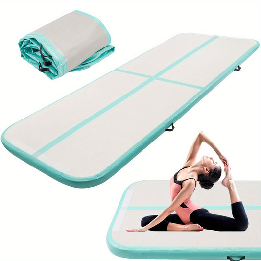 10FT PVC Air Mat | 3m×1m×10cm Inflatable Tumbling Gymnastics Mat for Yoga Training, Solid Color in, Purple, Fluorescent Green - Youyijia