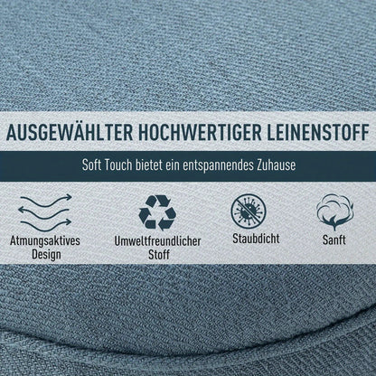 Fauteuil – Loungefauteuil – Zetel – Relaxstoel – Leunstoel – Blauw Linnen – Comfortabel Met Rugkussen – Compact 52,5x69x77 cm
