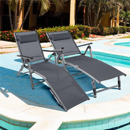 Buitenzonligstoel – Tuinstoel – Ligstoel – Zonnestoel – Inklapbare Ligstoel – Aluminium Frame – 8-Standen Rugleuning – Sneldrogende Stof