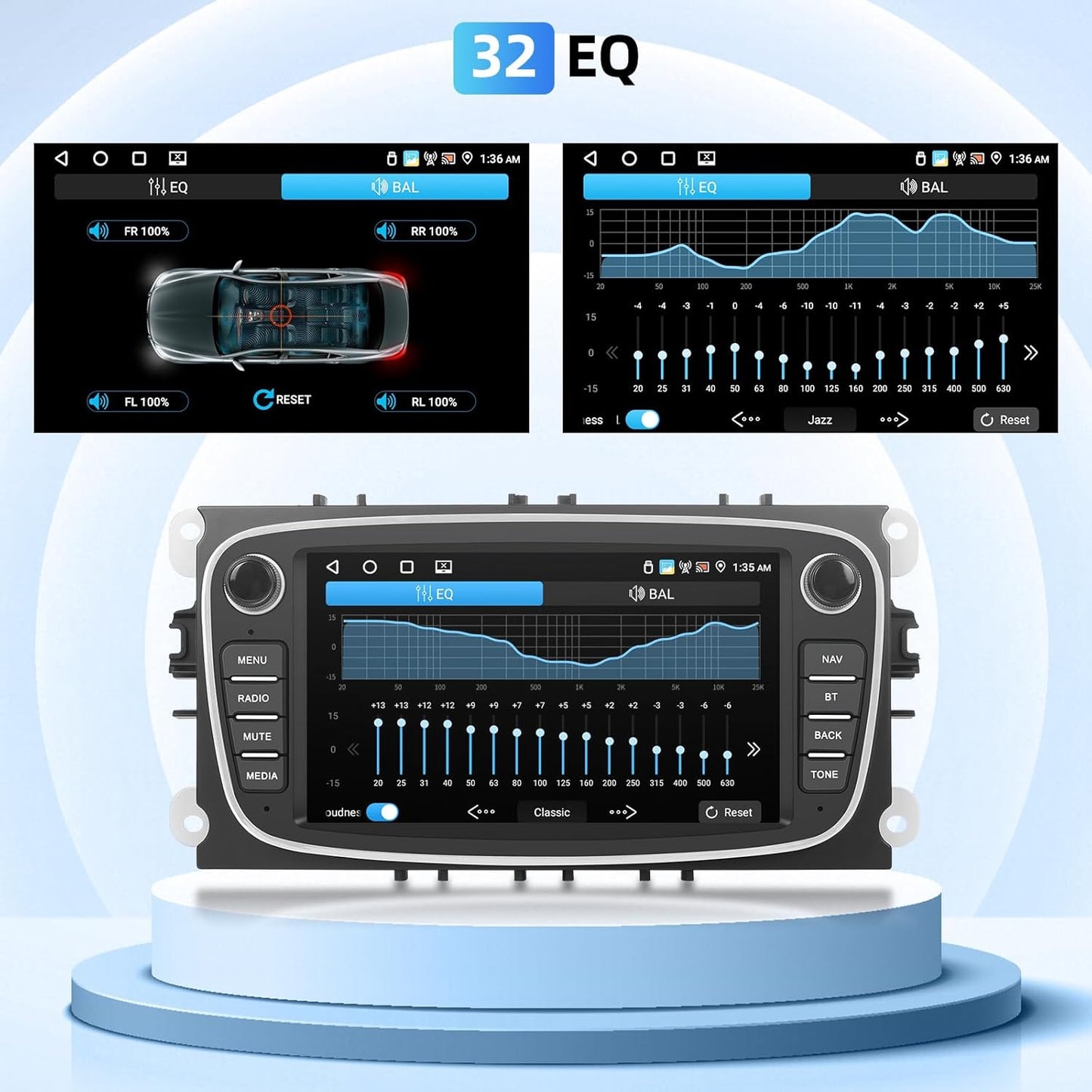 Android Autoradio – Multimedia Systeem – Navigatie – Infotainment – Touchscreen Radio – 7 Inch HD Scherm – 4G Wifi Connectiviteit – 64 GB Opslag – AHD Achteruitrijcamera