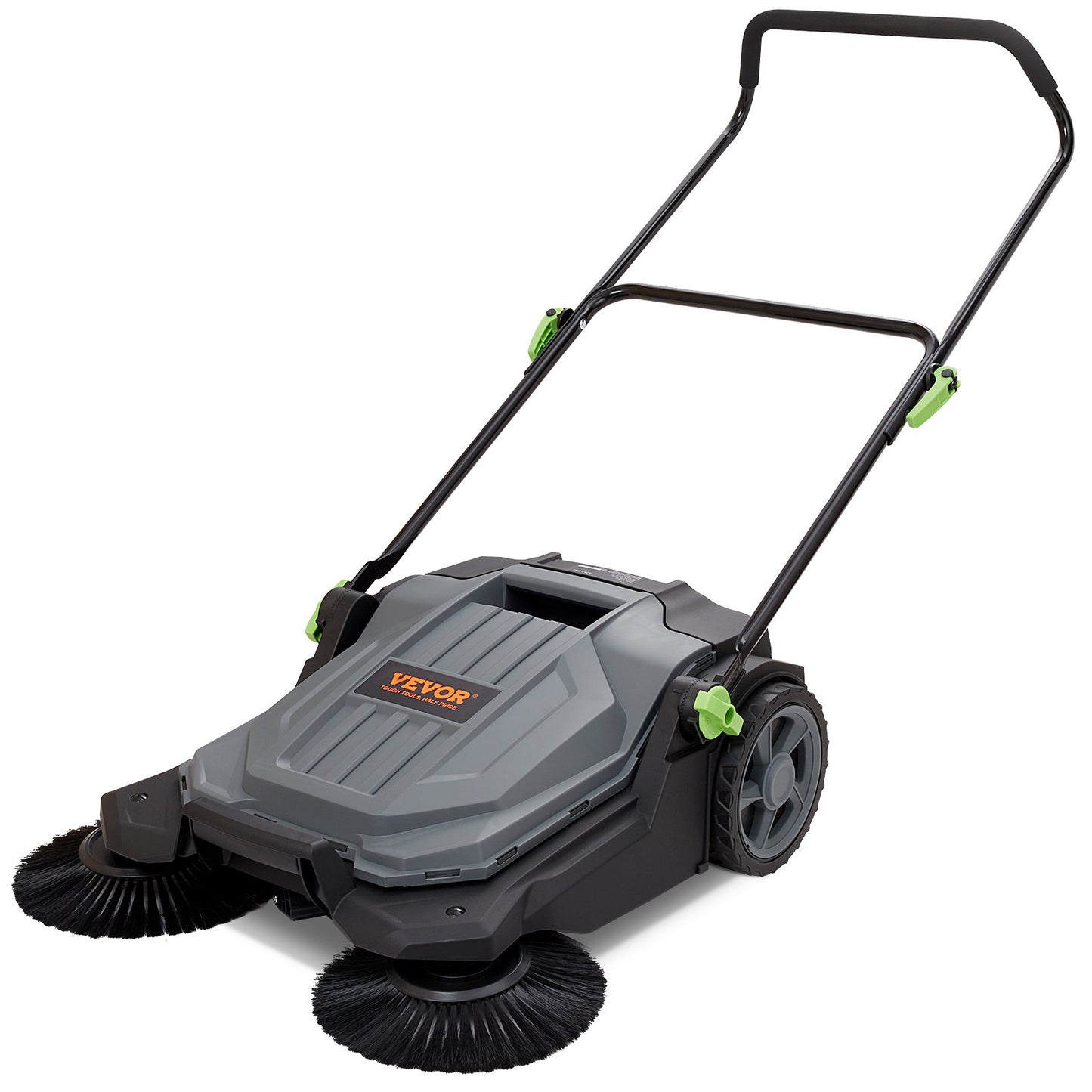Veegmachine – Handveger – Veegwagen – Tuinruimer – Bladveger – Koolstofstaal & ABS – 65 cm Veegbreedte – 19 Liter Opvangbak