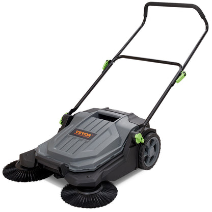 Veegmachine – Handveger – Veegwagen – Tuinruimer – Bladveger – Koolstofstaal & ABS – 65 cm Veegbreedte – 19 Liter Opvangbak