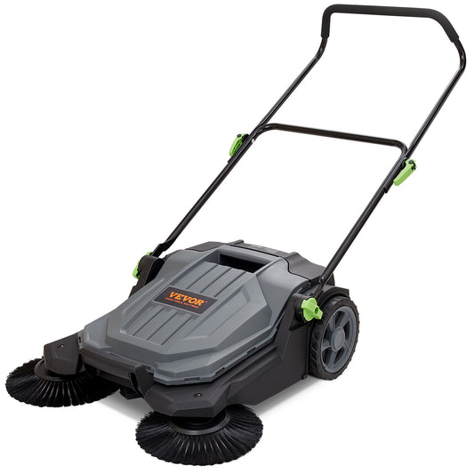 Veegmachine – Handveger – Veegwagen – Tuinruimer – Bladveger – Koolstofstaal & ABS – 65 cm Veegbreedte – 19 Liter Opvangbak