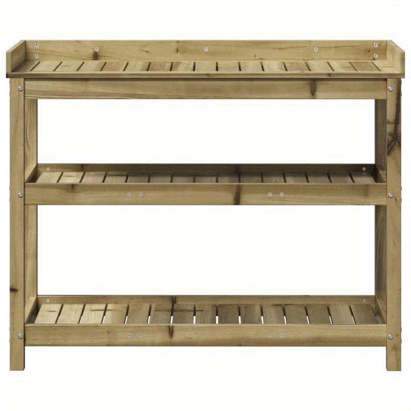 Plantentafel – Plantenstandaard – Plantenrek – Bloementafel – Bijzettafel – Bruin – Stevig Massief Dennenhout – 108x45x86,5 cm – Voor Binnen & Buiten