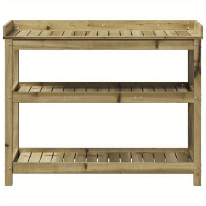 Plantentafel – Plantenstandaard – Plantenrek – Bloementafel – Bijzettafel – Bruin – Stevig Massief Dennenhout – 108x45x86,5 cm – Voor Binnen & Buiten