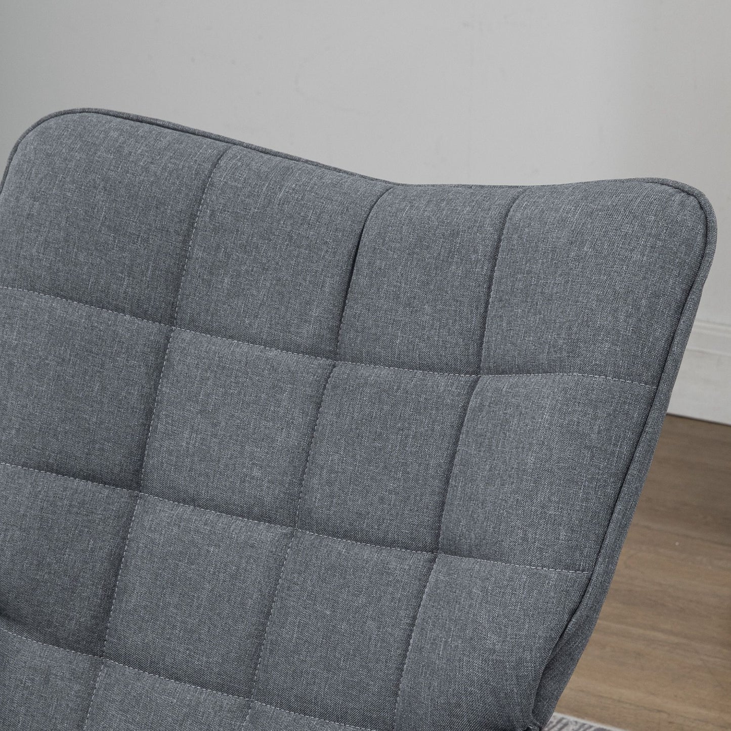 Schommelstoel – Relaxstoel – Fauteuil – Voedingsstoel – Loungestoel – Linnenlook Stof – Max. 130 Kg Draagkracht – Inclusief Voetenbank 64x89x90 cm
