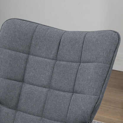 Schommelstoel – Relaxstoel – Fauteuil – Voedingsstoel – Loungestoel – Linnenlook Stof – Max. 130 Kg Draagkracht – Inclusief Voetenbank 64x89x90 cm