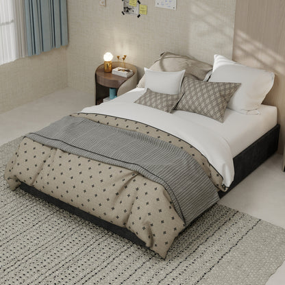 Bedframe – Bedombouw – Slaapkamerbed – Opbergbed – Gasliftbed – Grijs Fluweel – 140x200 cm – Met Gaslift Opbergruimte – Stevig Metalen Frame
