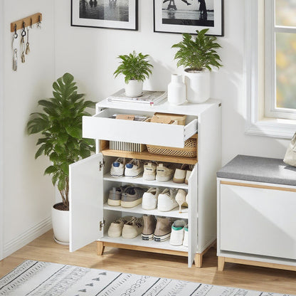 Schoenenkast – Sidetable – Consoletafel – Opbergkast – Haltafel – Multifunctioneel – Compact Design – Hoogwaardig MDF Hout – Verstelbare Legplanken – Lade en Deuren