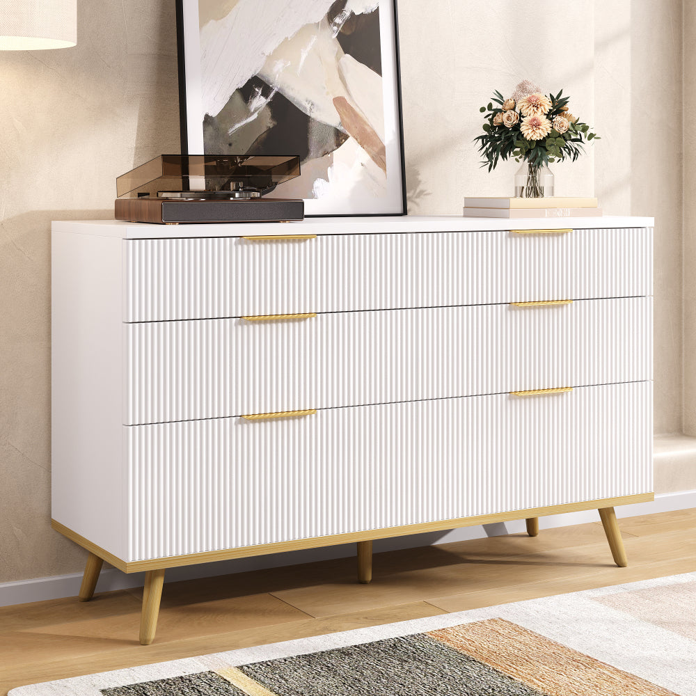 Modern 6-Drawer -Standing Cabinet/Sideboard - Lightweight Sturdy Frame Suitable for, Bedroom & Hallway - Elegant Storage Unit with Spacious Drawers, Modern Furniture (Assembly Required)