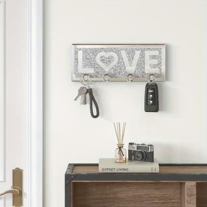 Kapstok – Wandkapstok – Wandhouder – Organizer – Ophangrek – Handgemaakt – 4 Stevige Haken – Spiegelafwerking met Glitteraccent