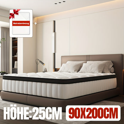 Carroltt Independent Bagged Spring Core Mattress 90*200, 7-zone Support, Hybrid Design, Comfortable Sponge, Firmness Level H3