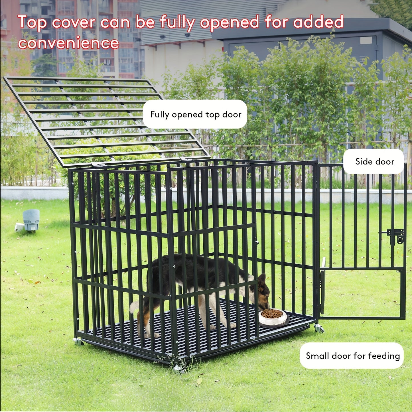 Hondenbench – Hondenkooi – Hondenren – Kennel – Hondenhok – XXL Groot Formaat – Stevig Metaal – 3 Deuren Met Slot – Wielen Met Rem – Afneembare Opvanglade