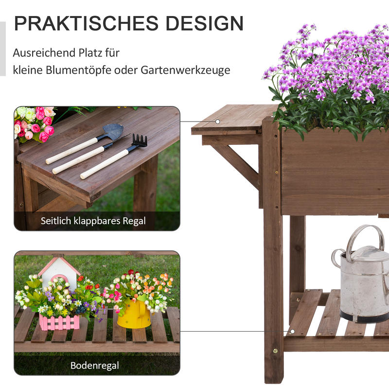 Foldable Solid Wood Raised Bed with 8 Divided Compartments - Heavy-Duty Modern Planter Box, Herb Bed & Flower Pot, Space-Saving Elevated Design for Balcony,, Small Gardens (123x54x80cm) - Sturdy Outdoor Plant Box