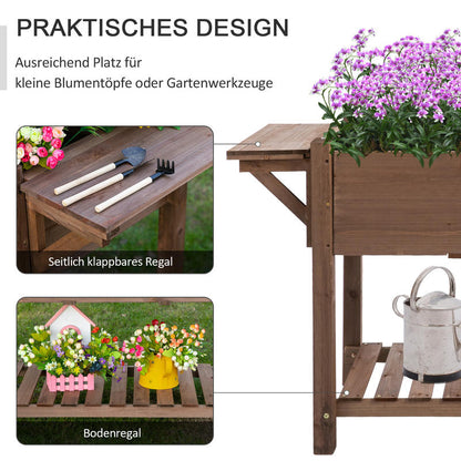 Foldable Solid Wood Raised Bed with 8 Divided Compartments - Heavy-Duty Modern Planter Box, Herb Bed & Flower Pot, Space-Saving Elevated Design for Balcony,, Small Gardens (123x54x80cm) - Sturdy Outdoor Plant Box