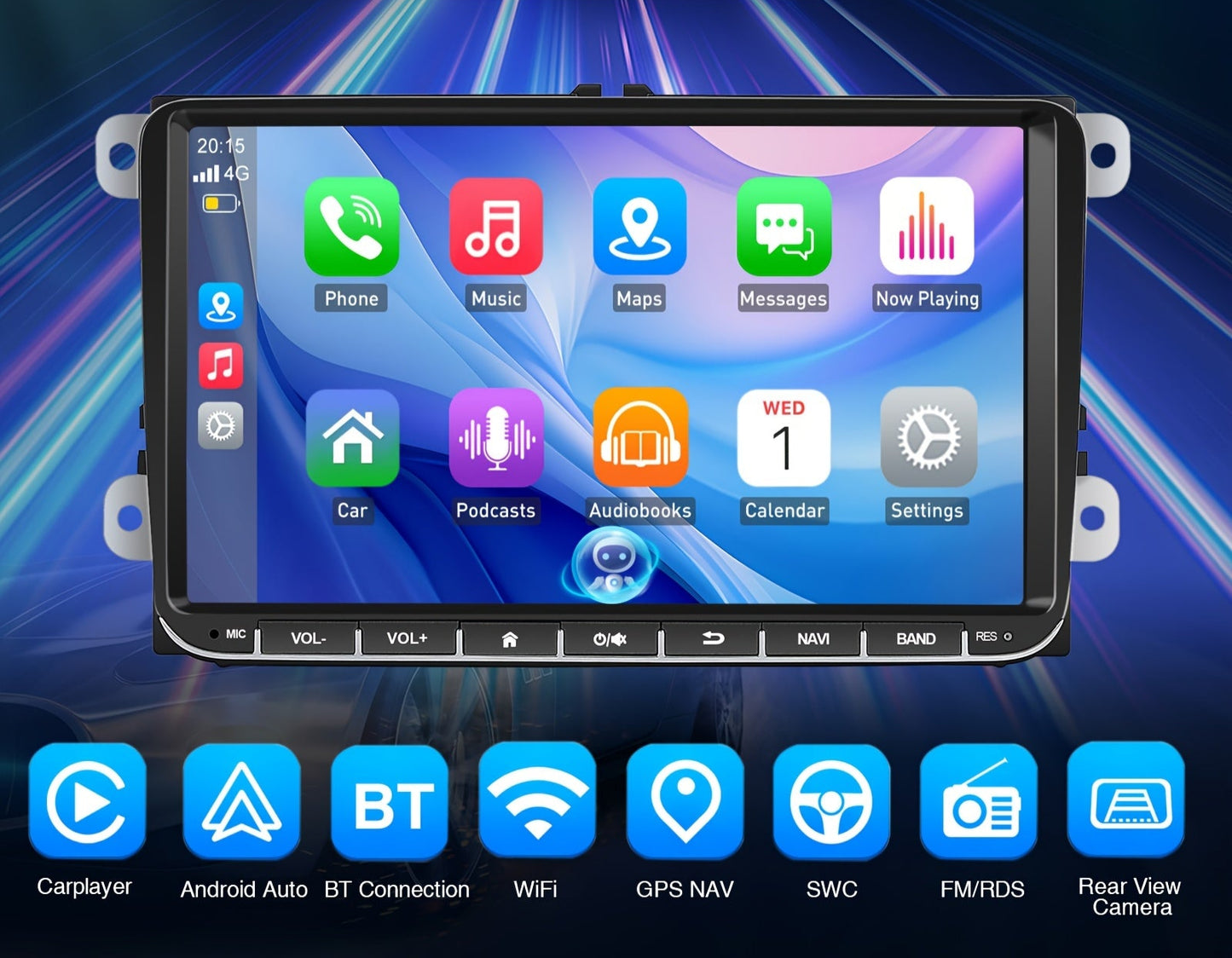 Android Autoradio – Auto Multimedia Systeem – Auto Entertainment – Navigatiesysteem – Infotainmentsysteem – 9 Inch Touchscreen – Draadloze Internetverbinding 2GB RAM 64GB Opslag