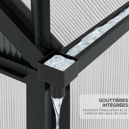 Kweekkas – Tuinkas – Groeikas – Moestuin Kas – Polycarbonaat Kas – Grijs – Aluminium Frame – UV-Bestendig – Inclusief Dakventilatie en Schuifdeur – 190x192x201 cm – Versterkte Stalen Basis