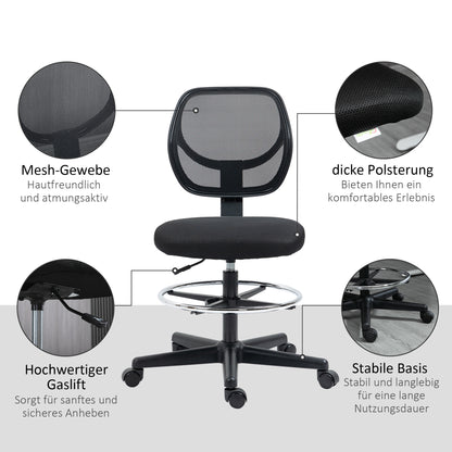 Bureaustoel – Ergonomische Stoel – Draaistoel – Werkstoel – Bureaustoelen Voor Volwassenen – Verstelbare Voetsteun – Mesh Rugleuning – 360° Zwenkwielen