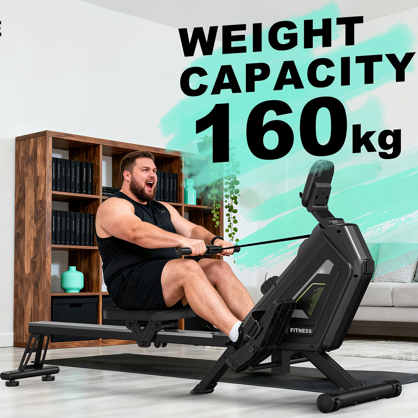 VOWVIT Foldable Magnetic Rowing Machine for Home Gym with, 16-Level Resistance & Suitable for Cardio, Strength Training, Use - Heavy-Duty Rower for