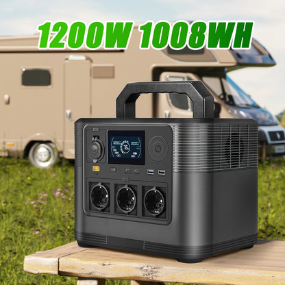 Draagbare Power Station – Mobiele Generator – Portable Accu – Energievoorziening – 1008 Wh Batterijcapaciteit – 1200 Watt Uitgangsvermogen