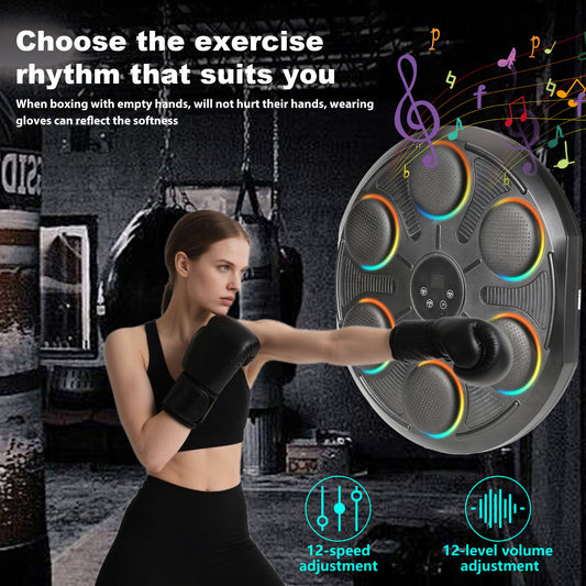 Bluetooth Bokstrainer – Boksmachine – Fitnessapparaat – Trainingsapparaat – Boksbal – Met 2 Paar Handschoenen – 12 Snelheids- & Volumestanden – LED-Teller & 2400mAh Batterij