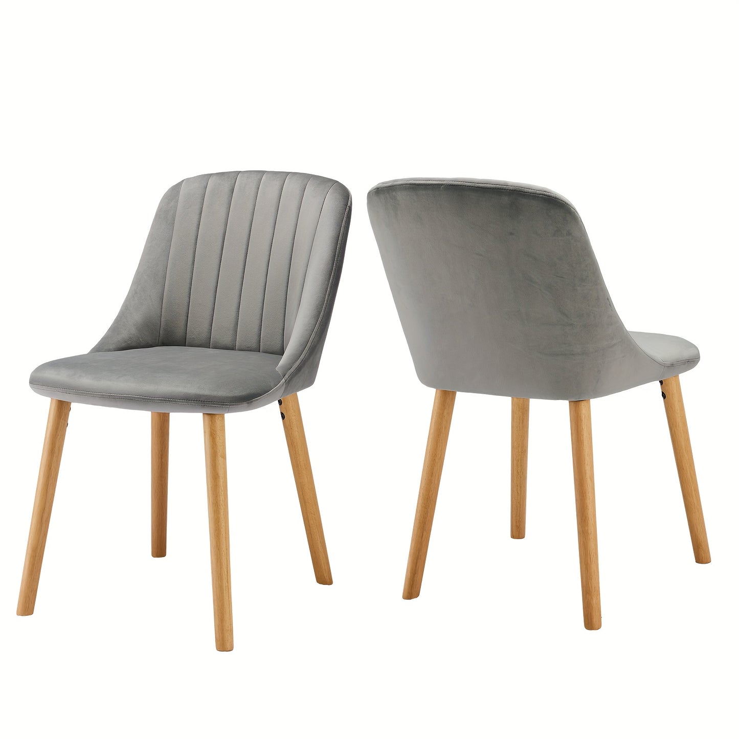Eetkamerstoel – Stoel – Kuipstoel – Keukenstoel – Armstoel – Set van 2 – Lichtgrijs – Memoryfoam Zitting – Houten Poot