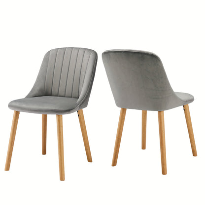 Eetkamerstoel – Stoel – Kuipstoel – Keukenstoel – Armstoel – Set van 2 – Lichtgrijs – Memoryfoam Zitting – Houten Poot