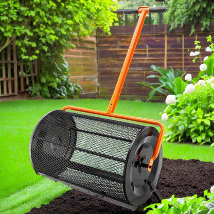 Compoststrooier – Meststrooier – Grondstrooier – Turfstrooier – Verstelbare Handgreep – Gepoedercoat Staal – Werkbreedte 60 Cm