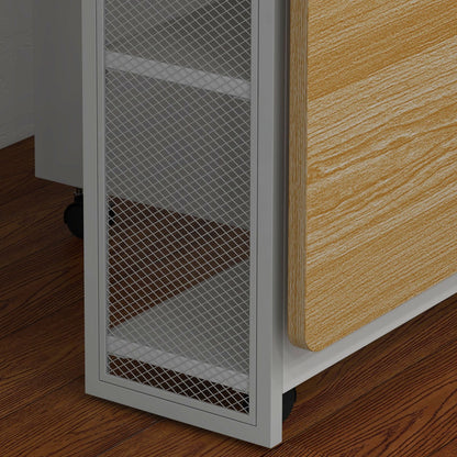 uitschuiftafel – verlengbare tafel – opklapbare eettafel – klaptafel – multifunctionele tafel – ruimtebesparend design – hardhouten blad & metalen onderstel – wit 127x80x75 cm