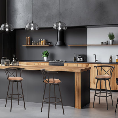 Barstoelen – Barstoelen Met Rugleuning – Keukenstoelen – Barkrukken – Draaistoelen – 63 cm Zithoogte – 360° Draaibaar Met Voetsteun
