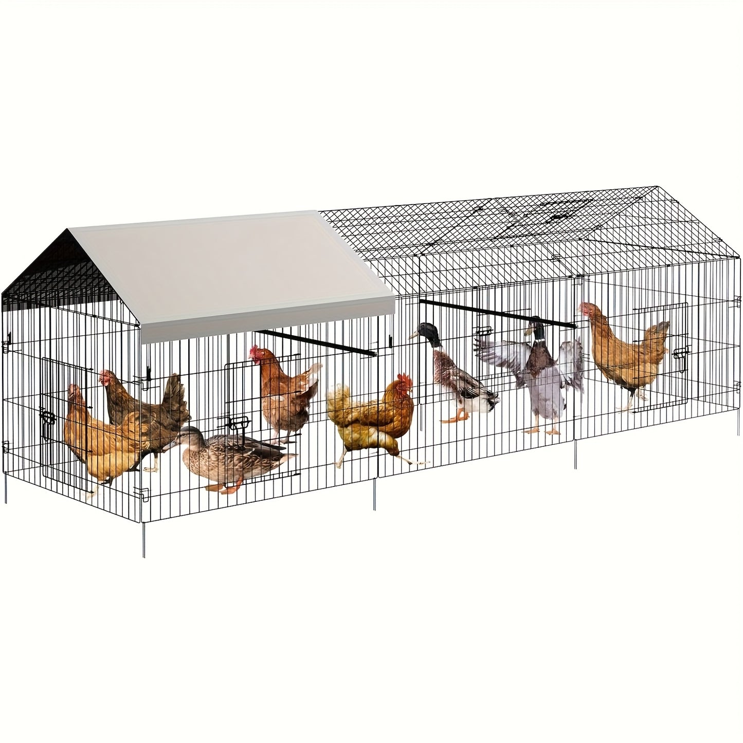 Buitenren Kip – Kippenren – Dassenren – Houten Ren – Konijnenren – Weerbestendig Metaal – 218x101 cm – Roofdiervrij & Gemakkelijk Montabel