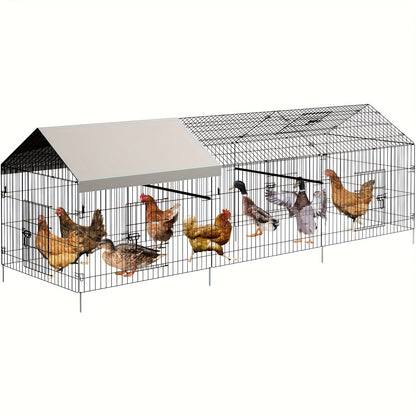 Buitenren Kip – Kippenren – Dassenren – Houten Ren – Konijnenren – Weerbestendig Metaal – 218x101 cm – Roofdiervrij & Gemakkelijk Montabel
