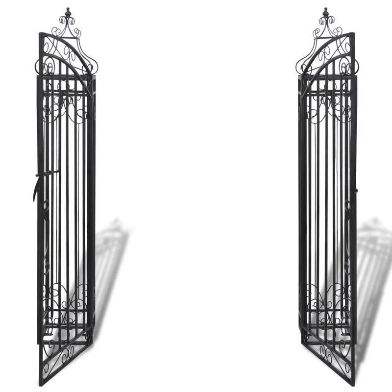 Smeedijzeren Poort – Tuinpoort – Buitenpoort – Entreepoort – Afscheiding – Zwart Design – Duurzaam Smeedijzer – 112x20,5x134 cm