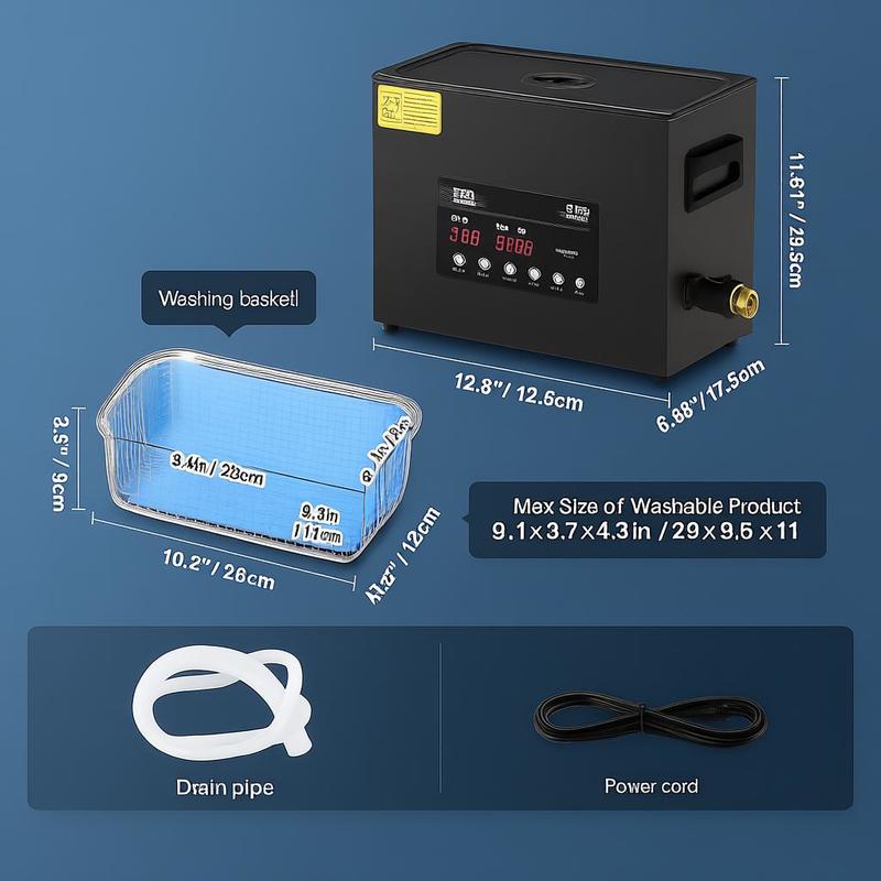 6L Ultrasonic Cleaner 180W Digital Ultrasonic Cleaner with Gentle Mode And Improved Degassing, 40Khz Industrial Jewelry Cleaner with Heating And Timer, for Glasses And Watches
