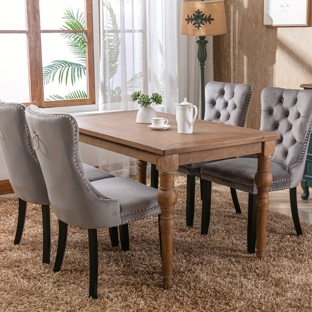 Eetkamerstoelen – Stoelen – Dining Chairs – Zitmeubilair – Set van 2 Grijs – Zacht Gestoffeerd – Bamboe Frame – Gemakkelijk Schoon te Maken