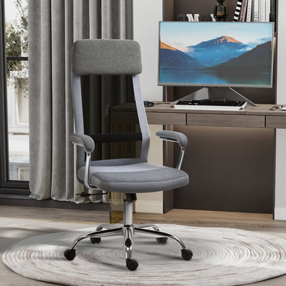 Bureaustoel – Ergonomische Stoel – Office Chair – Gaming Stoel – Kantoorstoel – Met Hoofdsteun en Lendensteun – Verstelbare Hoogte 119-129 cm – Stevig Metalen Frame – Lichtgrijs/Zwart Scandinavisch Design