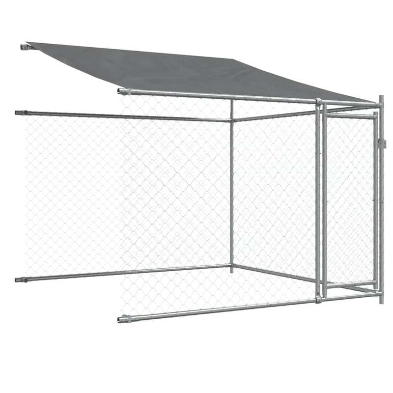 Dog kennels with roof and doors gray 8x2x2m galvanized steel This dog kennel provides plenty of space for your furry friend to be safe and comfortable., Pet Enclosure, Outdoor Dog Shelter, Spacious Kennel, Rustproof Material,