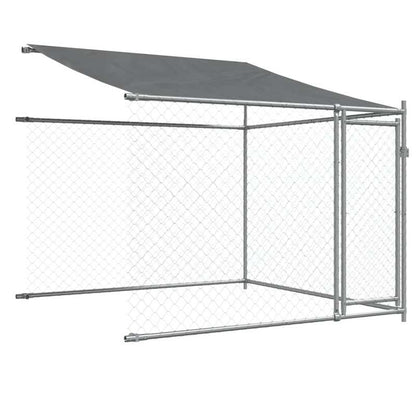 Dog kennels with roof and doors gray 8x2x2m galvanized steel This dog kennel provides plenty of space for your furry friend to be safe and comfortable., Pet Enclosure, Outdoor Dog Shelter, Spacious Kennel, Rustproof Material,