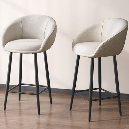 Barkrukken – Barkruk Set – Barstoel – Keukenkruk – Counterkruk – Set Van 2 – Stevige Constructie – Comfortabele Gevoerde Zitting – Lichtbeige Armlos – Minimalistisch Design