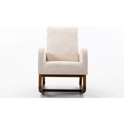 Schommelstoel – Relaxstoel – Fauteuil – Voedingsstoel – Loungestoel – Massief Houten Frame – Comfortabele Sponsstof Bekleding
