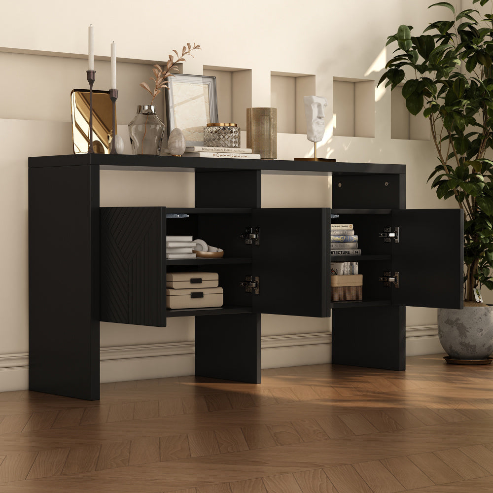 Dressoir – Ladekast – Buffetkast – Opbergkast – Kast – Modern – Hardhouten Frame – 140x75x35 cm